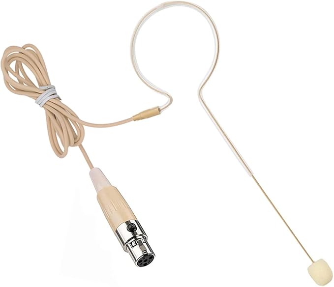 Headset Microphone Single Ear Earset Headworn Over Ear Hanging Condenser Omnidirectional Mic Compatible with Shure Wireless System Bodypack Transmitter with 1.2m Cable Mini XLR 4 Pin TA4F Plug