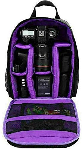 Waterproof SLR/DSLR Camera Backpack Shoulder Bag Travel Case For Canon Nikon Sony Digital Lens (Medium, Purple)