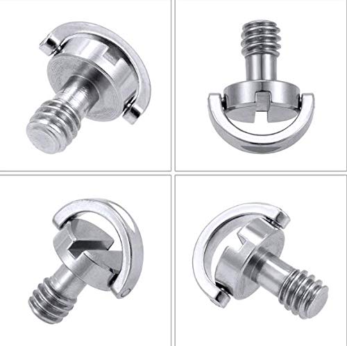 WOIWO 2PCS 1/4-inch Camera Screw Stainless Steel Tripod Head Rapid Mounting Plate Screw,One Slot Lengthened Quick Unscrew.