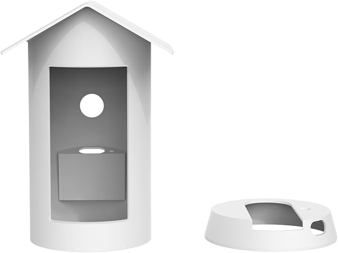 Holicfun Silicone Protective Birdhouse Cover for R-ing Outdoor Cam Plus Battery, Weather-Resistant Camera Skin, White