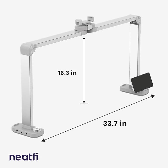 Neatfi LED Nail Tech Light, Desk Lamp for Nail Techs, Estheticians, Manicures, Facials, Threading, 40W, 3500 Lumens, Knob Control, Lampara para Mesa De Manicurista (with Charging Port, White)