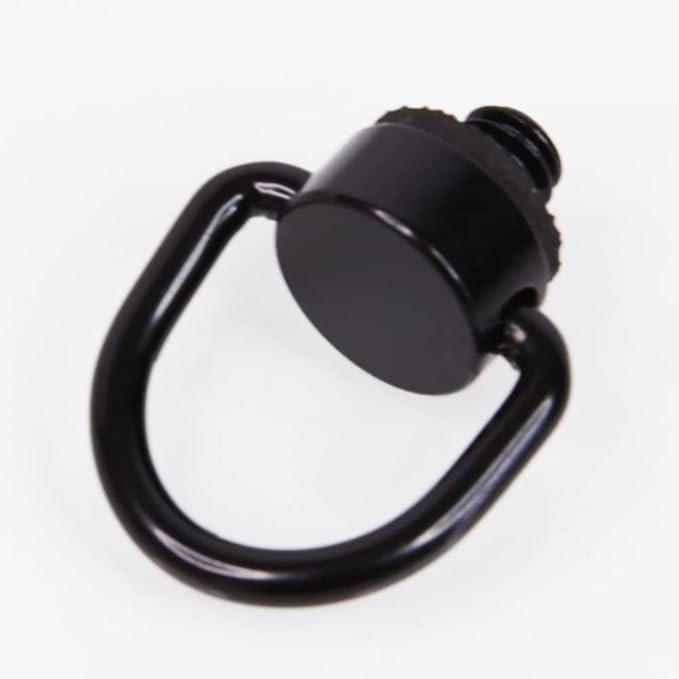 Foto&Tech Stainless Steel 1/4"-20 Rubber Padded D Ring Screw, D-Shaped Ring Camera Sling Screw for Shoulder Straps, Wrist Straps, Selfie Sticks, Gimbals (2 Pieces, Black)