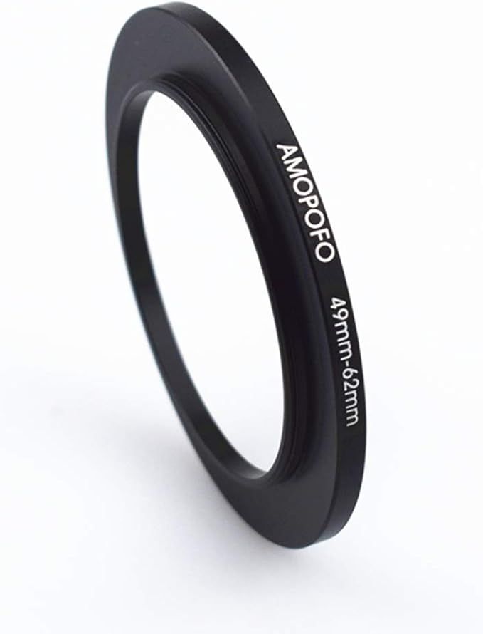 49mm to 62mm Metal Step Up Ring Adapter for Canon,for Nikon,for Sony,for Fuji,M4/3 Camera Lenses to UV,ND,CPL Camera Filters, Made from CNC Machined with Matte Black Electroplated Finish