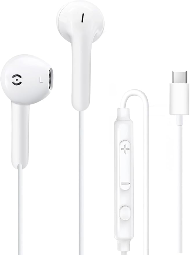 MAS CARNEY USB C Wired Headphones for iPhone 17 16 15 Pro Max USB C Earbuds Ear Buds Wired Type C Headphones for iPhone 16e 16 Plus 16Pro 15 Pro Max 15Plus 15Pro Earbud Earphones with Mic for Samsung