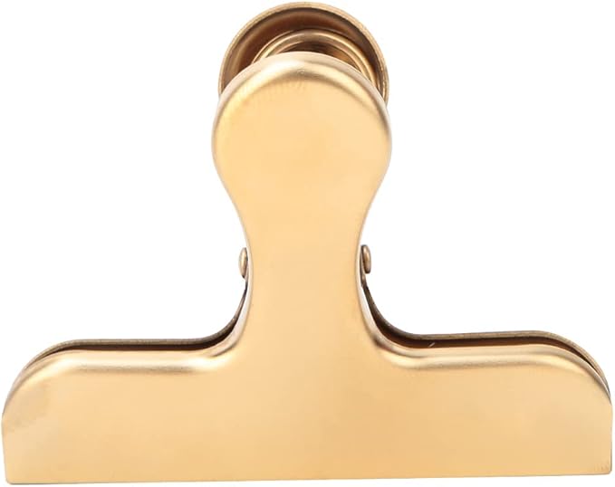 Fdit Brass Vintage Retro Clip Bill Holder with Stainless Steel - Golden T Clip
