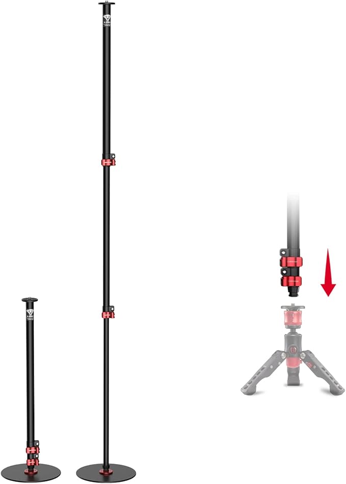 IFOOTAGE Round Base Monopod RB-A300,Live Studio Small Footprint Monopod,1/4" & 3/8" Mount Adapter and Conversion Screw,Aluminium Alloy Stable Structure,24"/61~59.5"/151cm