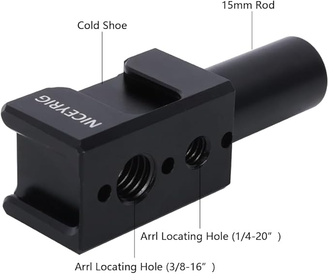 NICEYRIG 15mm Rod Expansion Adapter with Triple Cold Shoe Mount, 1/4'' & 3/8'' ARRI Locating Hole for DSLR Camera 15mm Rod Rail Support System - 611