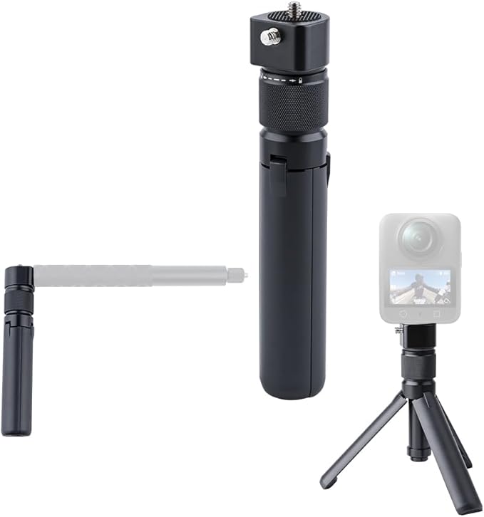 Bullet Time Handle Tripod Rotating Grip for Insta360 X5/X4/X3, DJI OSMO Pocket 3, GoPro – 360° Rotating Grip, 1/4" Thread, 6 lbs Capacity, Compact Selfie Stick & Tabletop Tripo