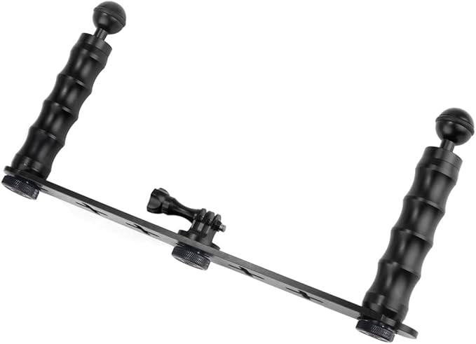 FEICHAO Diving Tray Bracket Handle Grip Ball Head Stand Stabilizer Extension Rig Compatible with Hero 13, Osmo Action Sports Camera (Dual-Handle)