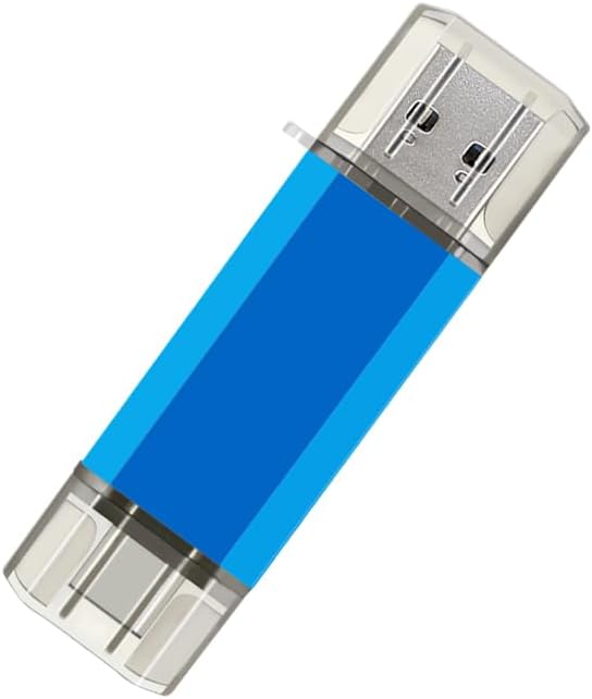 2-Pack 16GB USB C Flash Drive Dual Flash Drive Type C + USB A Memory Stick Jump Drive 2-in-1 Thumb Drive for Storage and Backup (16GB*2 Black&Blue)