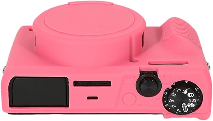 STSEETOP Camera Case for Canon PowerShot G7X Mark III - Protective Silicone DSLR Skin with Lens Cover, Detachable Cage, Shockproof, Dustproof (Azalea Red)