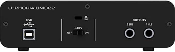 Behringer UMC22 Audiophile 2x2, 48 kHz USB Audio Interface with Midas Mic Preamplifier | For Recording Microphones and Instruments