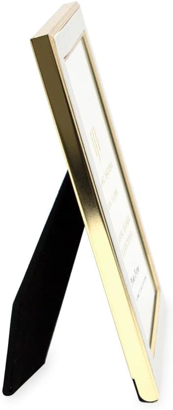 Isaac Jacobs 4x6 White Leather with Gold Metal (Vertical & Horizontal) Picture Frame, Suede Border w/Black Fabric Easel, Wall-Mountable, Made For Tabletop, Photo Gallery (4x6, White W/Gold)