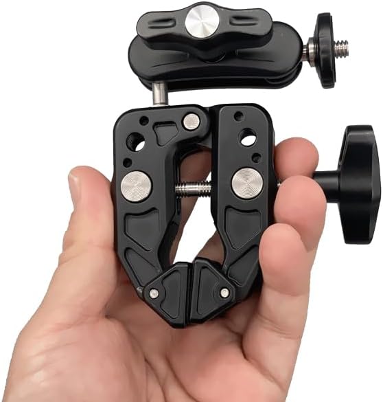Camera Super Clamp Mount,with Magic Arm Action Camera Mount with 1/4" & 3/8" Screw Thread for Camera Cage/Lights/Monitor/Shelves/Rods/Cross Bars-A016