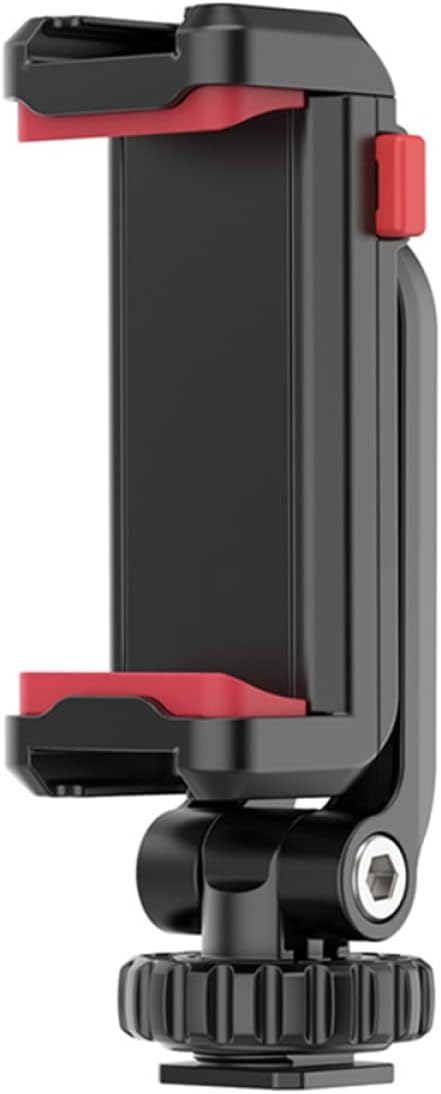 NUOBESTY Cell Phone Tripod Mount with Dual Cold Shoe Holders Rotating Smartphone Clip Adapter for Vlogging and Video Recording Pitch Angle Phone Monitor Mount