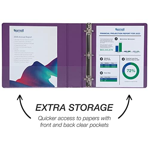 Samsill Durable 2 inch 3 Ring Binder, Made in USA, D Ring Binder, FSC 100% Recycled Chipboard, Purple, 4 Pack