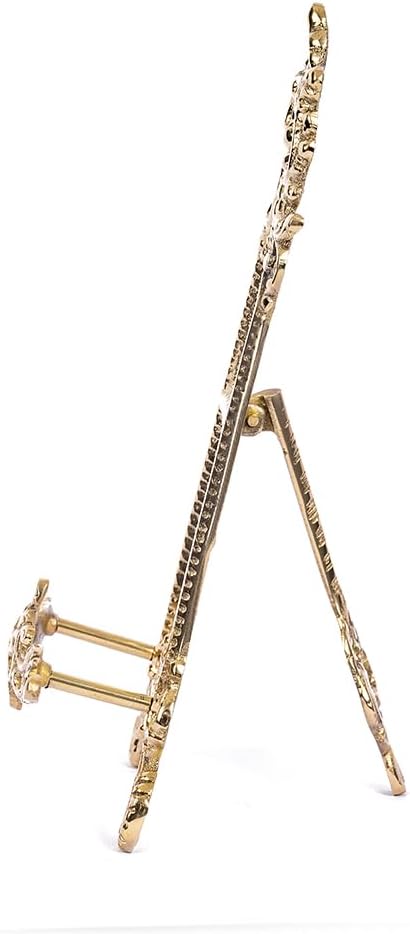 Brass Ornate Easel Display Stand Tabletop, 7" H