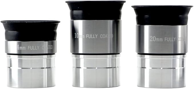 Starboosa Multi-Coated Telescope Eyepiece Set - 1.25 inch - Upgraded with Soft Eyecup [4mm, 10mm, 20mm]