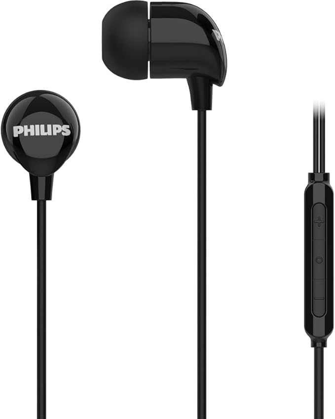 Philips Wired Earbuds USB C with Microphone, in Ear Type C Headphones with mic, Powerful Bass, Lightweight, USB-C Wired Earphones, 3-Button in-line Remote Ear Buds (Black)