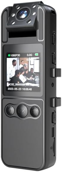 128G Body Cam with 180°Rotating Lens,Bike Camera with Audio and Video Recording,Sport Camera with 6hrs Battery,Night Vision,Wearable Cam for Pet,Office,Security Police Law Enforcement (H82-1080-128G)