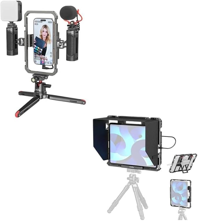 Bundle: SmallRig Universal Phone Video Rig Kit for iPhone 3384C+ SMALLRIG Universal Metal Cage for iPad MD5059