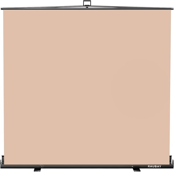 【Wider Style】 RAUBAY 78.7 x 82.7in Large Collapsible Beige Backdrop Screen Portable Retractable Panel Photo Nude Background with Stand for Video Conference, Photographic Studio, Streaming