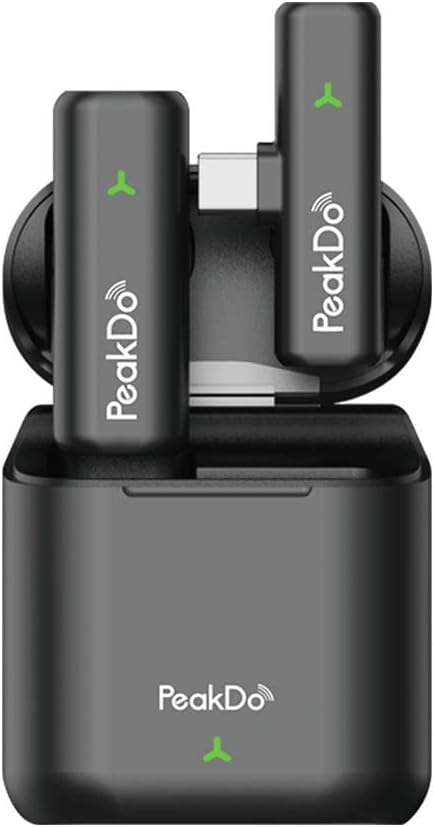 PeakDo Wireless Lavalier Lapel Microphone for USB C Phone, Plug-Play Wireless Mic for Recording Interview Video Podcast Vlog TikTok YouTube, 165ft Range Mini Microphone with Charging Case
