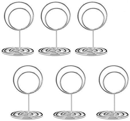 Jofefe 20pcs Mini Place Card Holders, Cute Table Number Holders, Classy Table Card Holder Table Picture Stands, Elegant Wire Photo Holder Menu Memo Clips, Idea for Wedding, Anniversary Party（Silver
