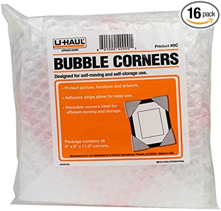 U-Haul Bubble Corners for Picture Frame and Artwork Protection - 16 Corners - 8" x 8" x 11.3" Corners