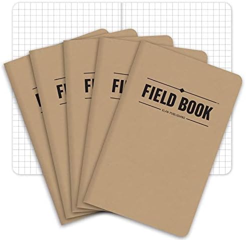 Elan Publishing Company Field Notebook/Pocket Journal - 3.5"x5.5" - Kraft - Graph Memo Book - Pack of 5