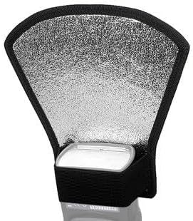 REFLEX CAMERA 2-in-1 Fan-Shaped Flash Diffuser Reflector Silver/White | Portable Lighting Modifier for DSLR Speedlites | Softens Harsh Flash | Studio & Outdoor Photography Tool