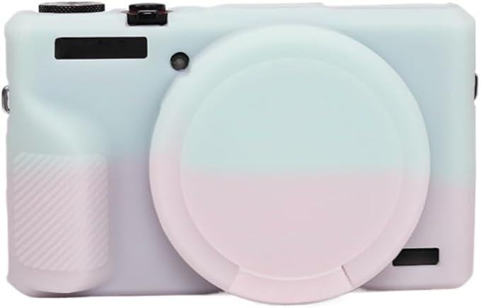 STSEETOP Camera Case Compatible with Canon PowerShot G7X Mark III - Protective Silicone DSLR Skin with Lens Cover, Detachable Cage, Shockproof, Dustproof (Jelly Pink and Green)