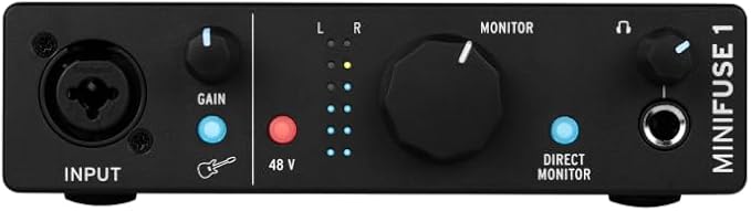 Arturia MiniFuse 1 - Compact USB Audio Interface with Creative Software for Recording, Production, Podcasting, Guitar - Black