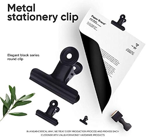 Bulldog Clips with Hole for Push-pin, Paper File Clips with Strong Spring, Small Metal Binder Clips, Seal Clamps for Coffee Tea Food Bags, Decorative Clips for DIY Photo Grid (Black,2inch)