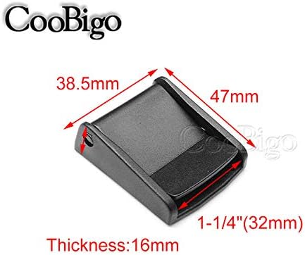 CooBigo 5pcs Webbing Cam Buckles Plastic Black Toggle Clip Backpack Straps