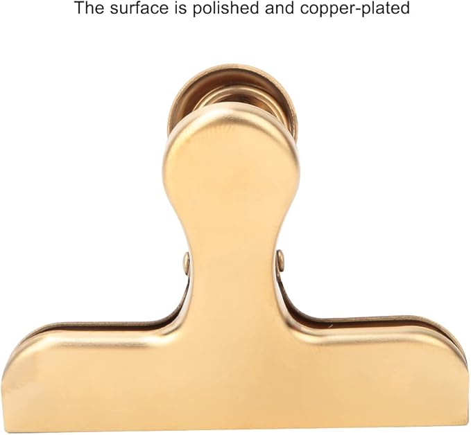 Fdit Brass Vintage Retro Clip Bill Holder with Stainless Steel - Golden T Clip