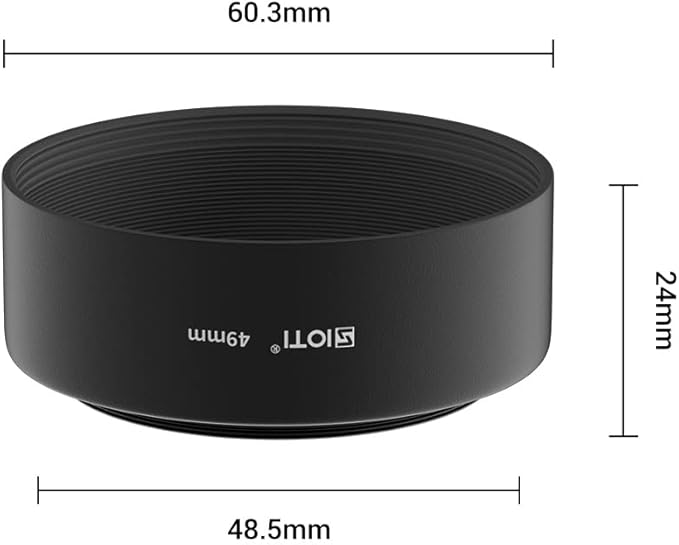 SIOTI 49mm Lens Hood, Oxidation Matte Anti Reflective Treatment, Aluminum Alloy, with 1 * 58mm Lens Cap, Compatible with Sony/Canon/Nikon/Fuji etc >50mm Camera Lens