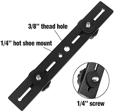 Dual Flash Bracket,Chromlives Dual Tripod Mount Bracket,1/4" Dual Camera Mount Flash Extension Bar,8" Dual Tripod Bracket for Camera,LED Light,DSLR Camera,Tripod,Flash Light(2 Pack)