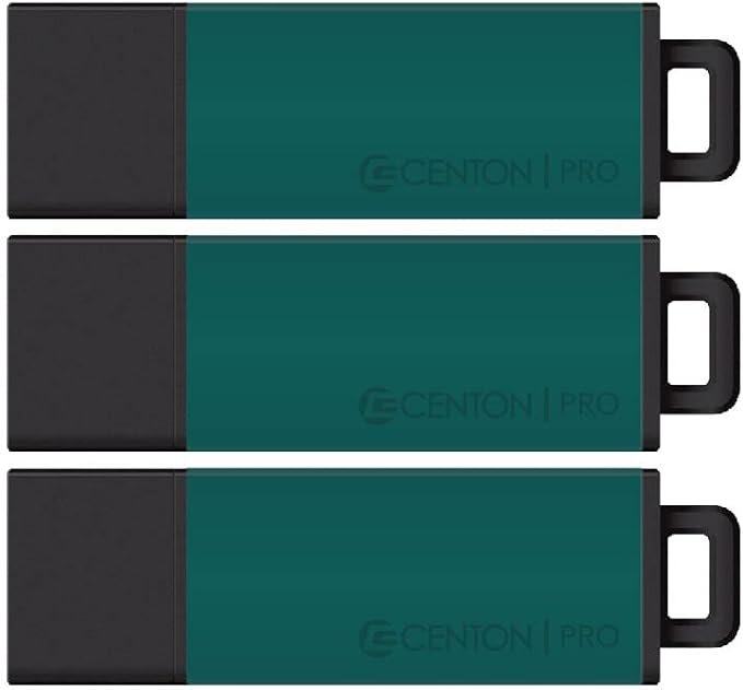 Centon DataStick Pro2 USB 2.0 Flash Drive 64GB x 3, Teal (S1B-U2T9-64G-3)