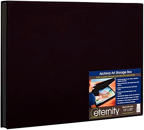 HG Concepts Art Photo Storage Box Eternity Archival Clamshell Box For Storing Artwork, Photos & Documents Deluxe Acid-Free Sturdy & Lined With Archival Paper - [Black - 16" x 20"]