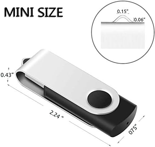 EASTBULL 50PCS 256MB Bulk Flash Drives USB 2.0 Flash Drives Pack 256MB Thumb Drive Swivel Bulk USB Stick(Black, 50 Units)