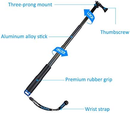 Homeet Extendable Action Camera Selfie Stick, 19" Sports Cameras Selfie Stick Pole Waterproof Telescoping Pole Monopod for DJI OSMO, AKASO, SJCAM, YI, Victure, Qumox, Crosstour