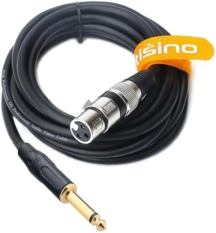 Tisino Female XLR to 1/4 (6.35mm) TS Mono Jack Unbalanced Microphone Cable Mic Cord for Dynamic Microphone - 6.6 FT/2 Meters