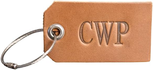 Ox & Pine Handmade Personalized Leather Luggage Tags - 3.5" x 2" (Cafe)