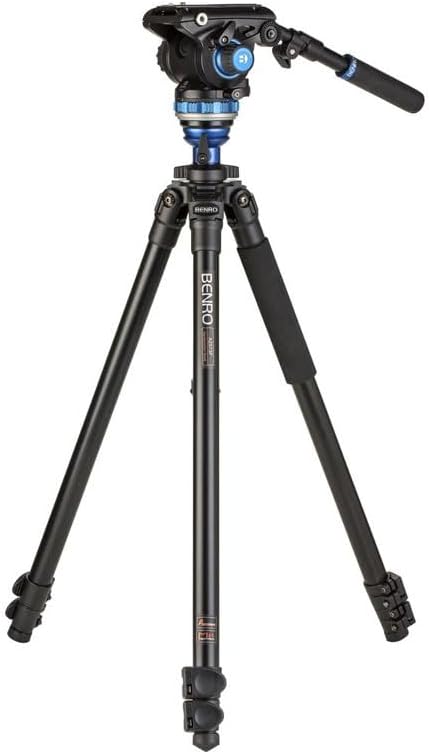 Benro Aluminum Tripod Kit – 2-Series Video Tripod with S6PRO Fluid Head, 3-Section Flip Lock Legs, 65mm Flat Base, and Carry Case for DSLR, Mirrorless & Cinema Cameras (A2573FS6PRO)