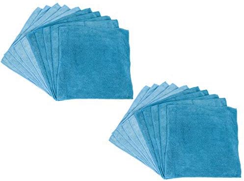 Microfiber Cleaning Cloths, Attract Dust Like a Magnet, Blue and Dark Blue Duster Cloths, Pack of 20