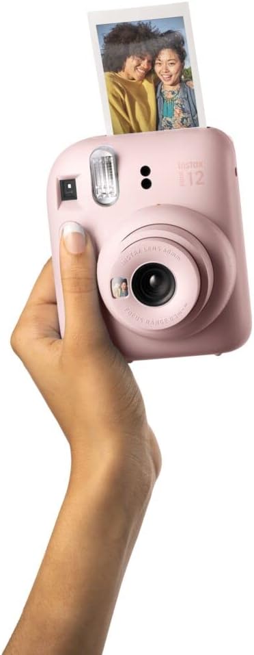 Fujifilm Instax MiniI 12 Instant Film Camera Blossom Pink, Fujifilm Instax Mini Twin Pack Instant Film 20 Prints, Prtotective Case, Gift Bundle