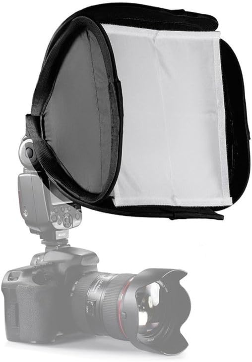 REFLEX CAMERA 23×23cm (9×9in) Portable Softbox Flash Diffuser for DSLR Speedlite, Dual-Layer Reflective Lighting Modifier, Foldable Photo Studio Light Cover with Bag, Compatible with Canon, Nikon Sony
