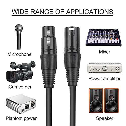 XLR Cables, DMX Cable Male to Female (2Pack), XLR Microphone Cable 4ft/1.2m, Light DMX Terminator 3 Pin Connector