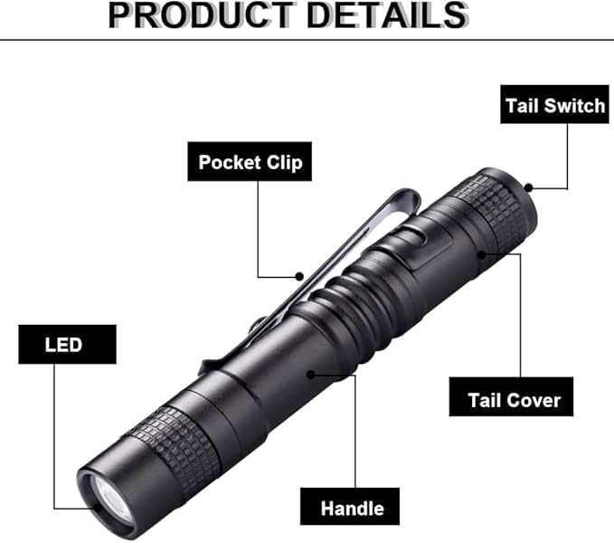 3 Packs LED Pocket Pen Flashlight, Mini Small Pen Lights Pocket Flashlight with Clip, Waterproof LED Handheld Pen Flashlights for Outdoor/Camping/Work